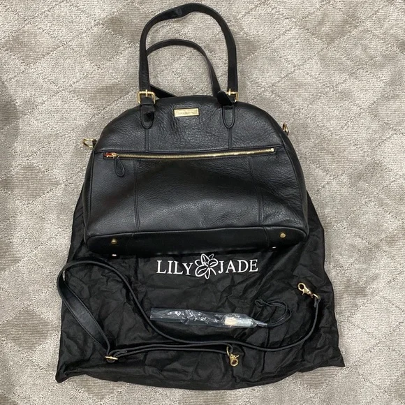 Lily Jade Rosie Black leather baby diaper bag purse. Excllt condition. - Picture 7 of 9
